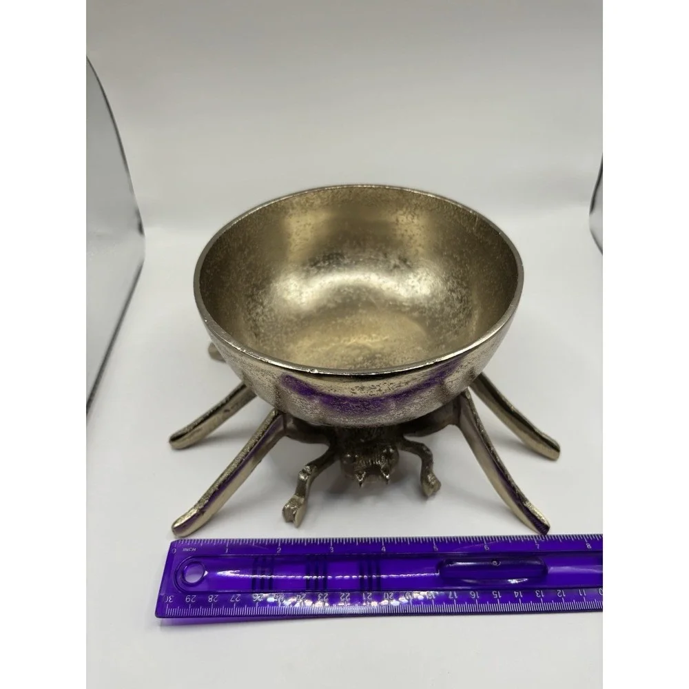 Rachel Zoe Medal Silver & Gold Spider Candy Bowl Halloween Decor Set Of 2